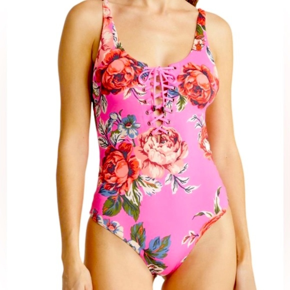 NWT Maaji Reversible Flower
Garden Heavenly Lace-Up One-Piece Swimsuit -Sz S